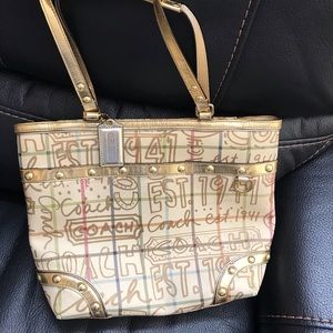 Authentic Coach Gold/Cream Tote/shoulder  Bag 1941